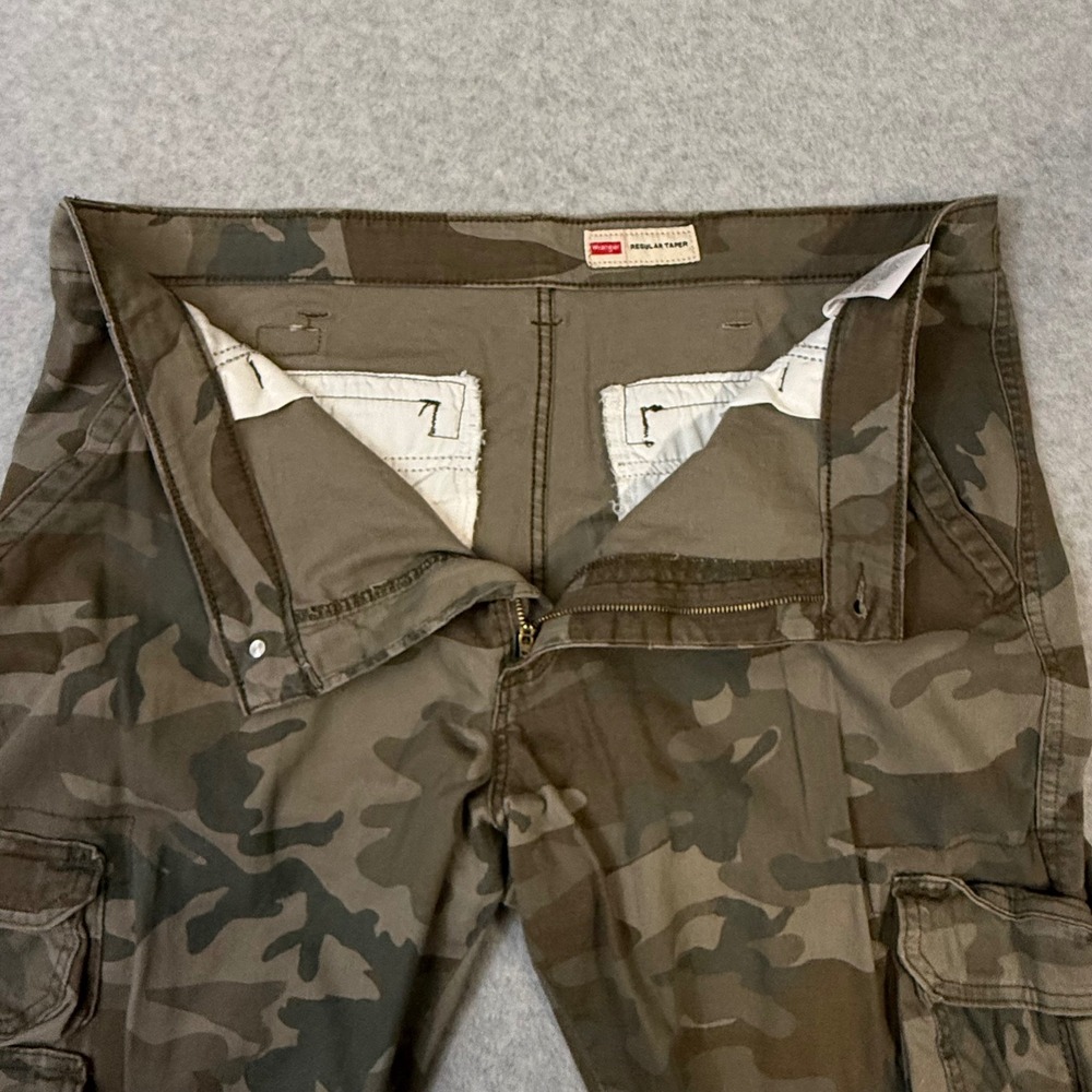 Wrangler Mens Regular Taper Camo Cargo Pants Grn/Brown Woodland Camouflage 38x31 - Picture 11 of 15